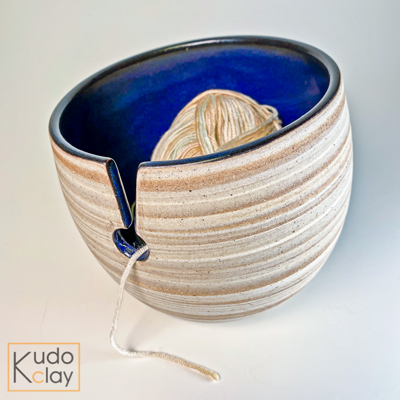 Blue Marbled Yarn bowl – KudoClay